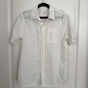 GAP Kids White Linen/Cotton Short Sleeve Button Down Shirt Size 10